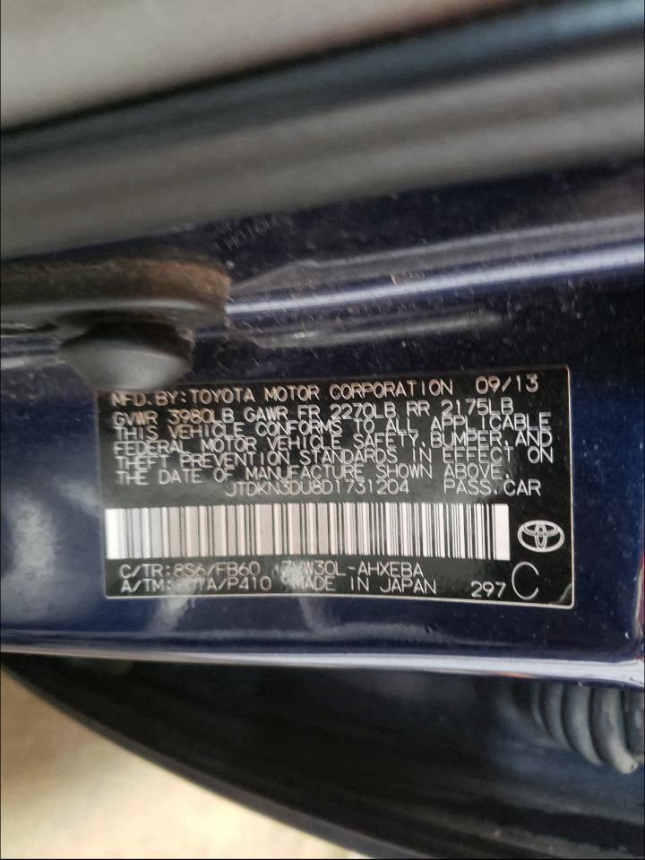 Photo 10 from auction – 2013 TOYOTA PRIUS with VIN JTDKN3DU8D1731204