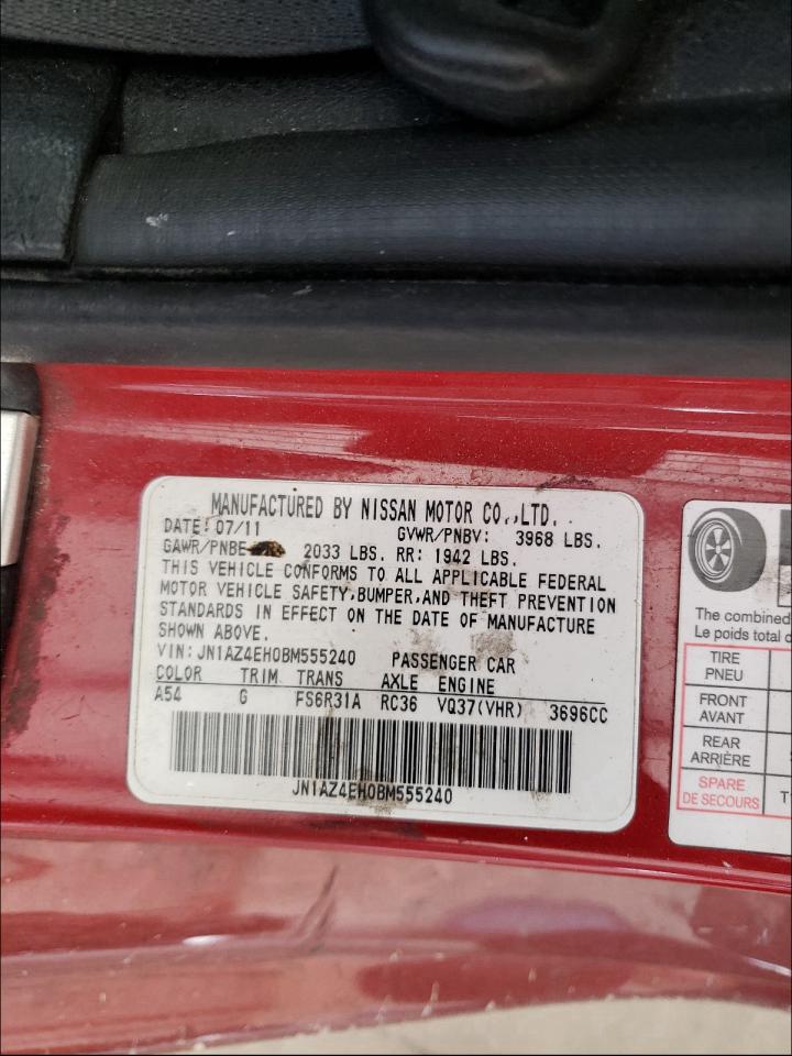 Photo 10 from auction – 2011 NISSAN 370Z BASE with VIN JN1AZ4EH0BM555240