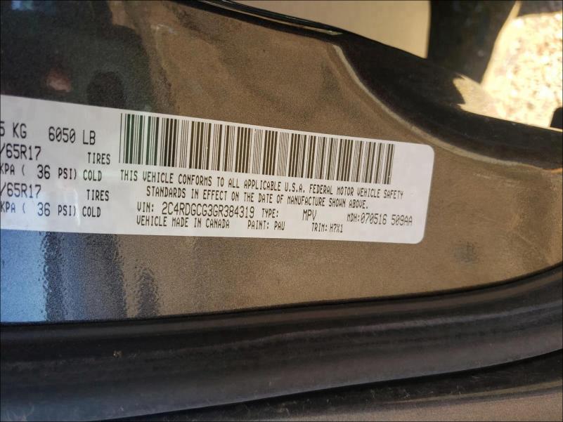 Photo 10 from auction – 2016 DODGE GRAND CARA with VIN 2C4RDGCG3GR384319