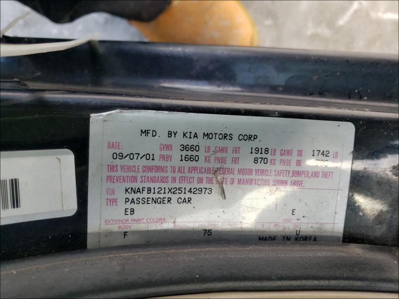 Photo 10 from auction – 2002 KIA SPECTRA BA with VIN KNAFB121X25142973