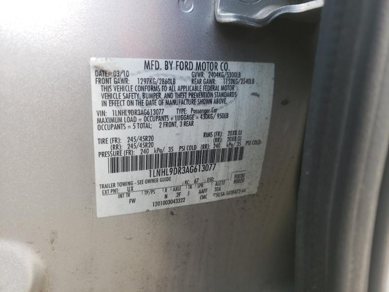 Photo 10 from auction – 2010 LINCOLN MKS with VIN 1LNHL9DR3AG613077