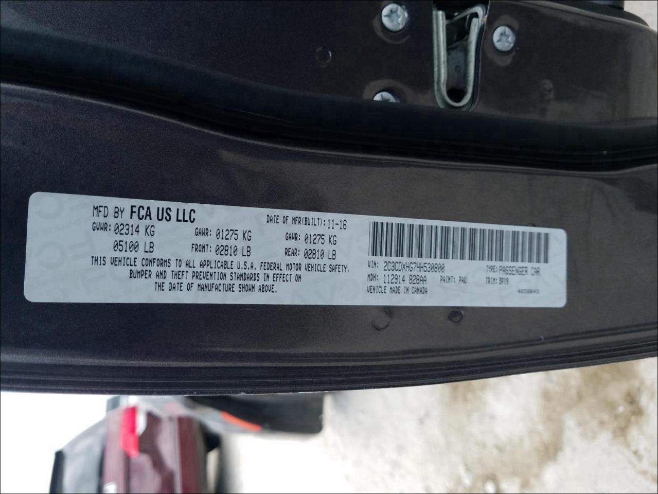 Photo 10 from auction – 2017 DODGE CHARGER SX with VIN 2C3CDXHG7HH530800