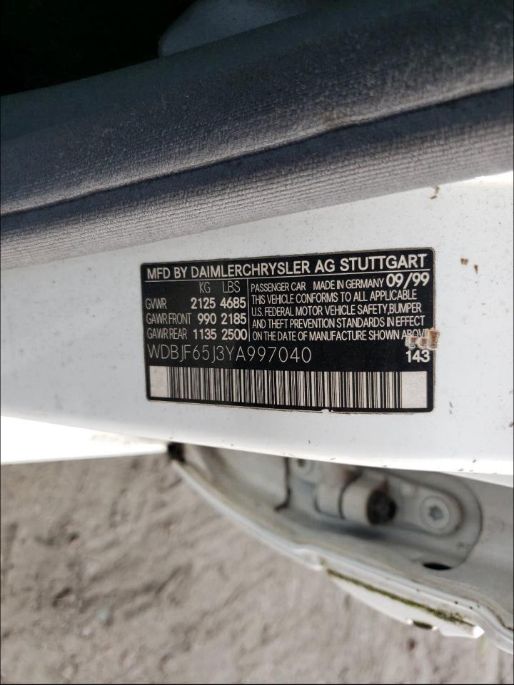 Photo 10 from auction – 2000 MERCEDES-BENZ E-CLASS with VIN WDBJF65J3YA997040