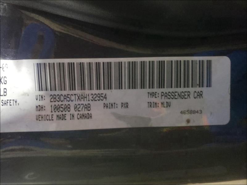 Photo 10 from auction – 2010 DODGE CHARGER R/ with VIN 2B3CA5CTXAH132954