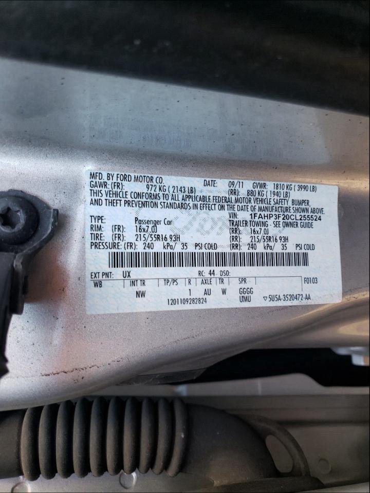 Photo 10 from auction – 2012 FORD FOCUS SE with VIN 1FAHP3F20CL255524
