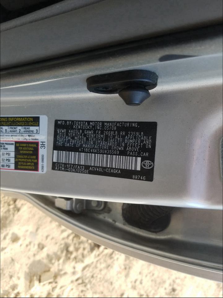 Photo 10 from auction – 2009 TOYOTA CAMRY BASE with VIN 4T1BE46K59U835569