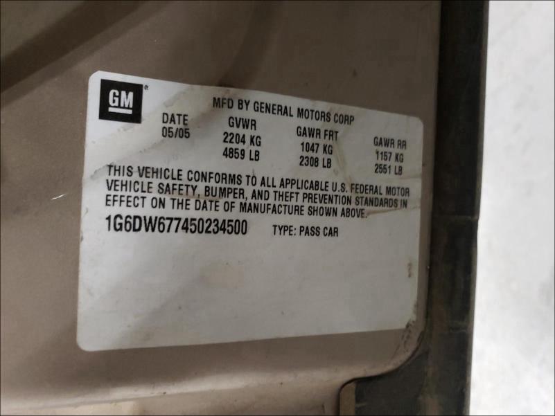 Photo 10 from auction – 2005 CADILLAC STS with VIN 1G6DW677450234500