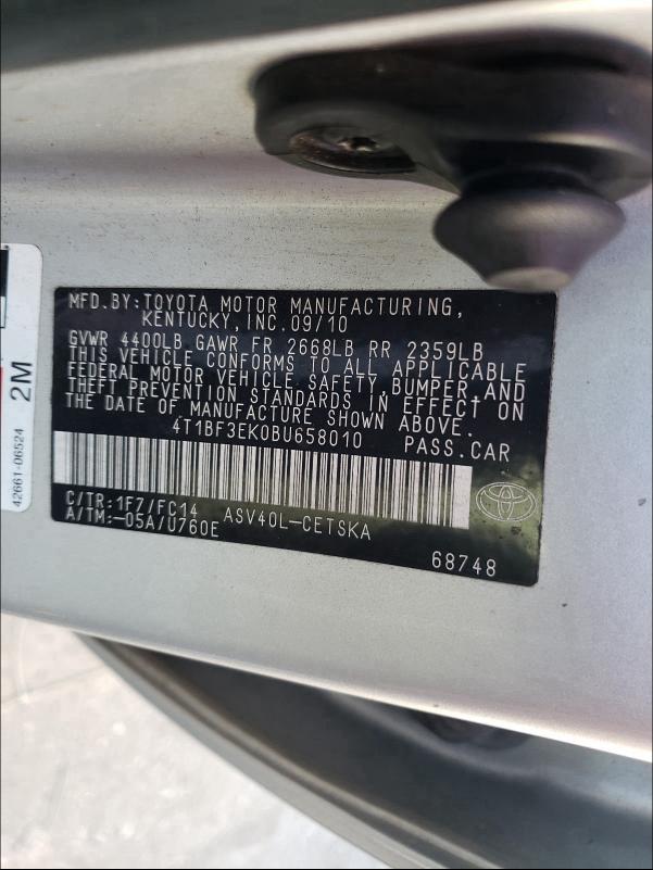 Photo 10 from auction – 2011 TOYOTA CAMRY BASE with VIN 4T1BF3EK0BU658010