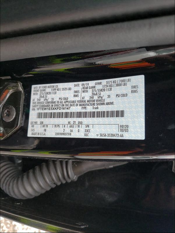 Photo 10 from auction – 2019 FORD F150 SUPER with VIN 1FTEW1E5XKFD16147
