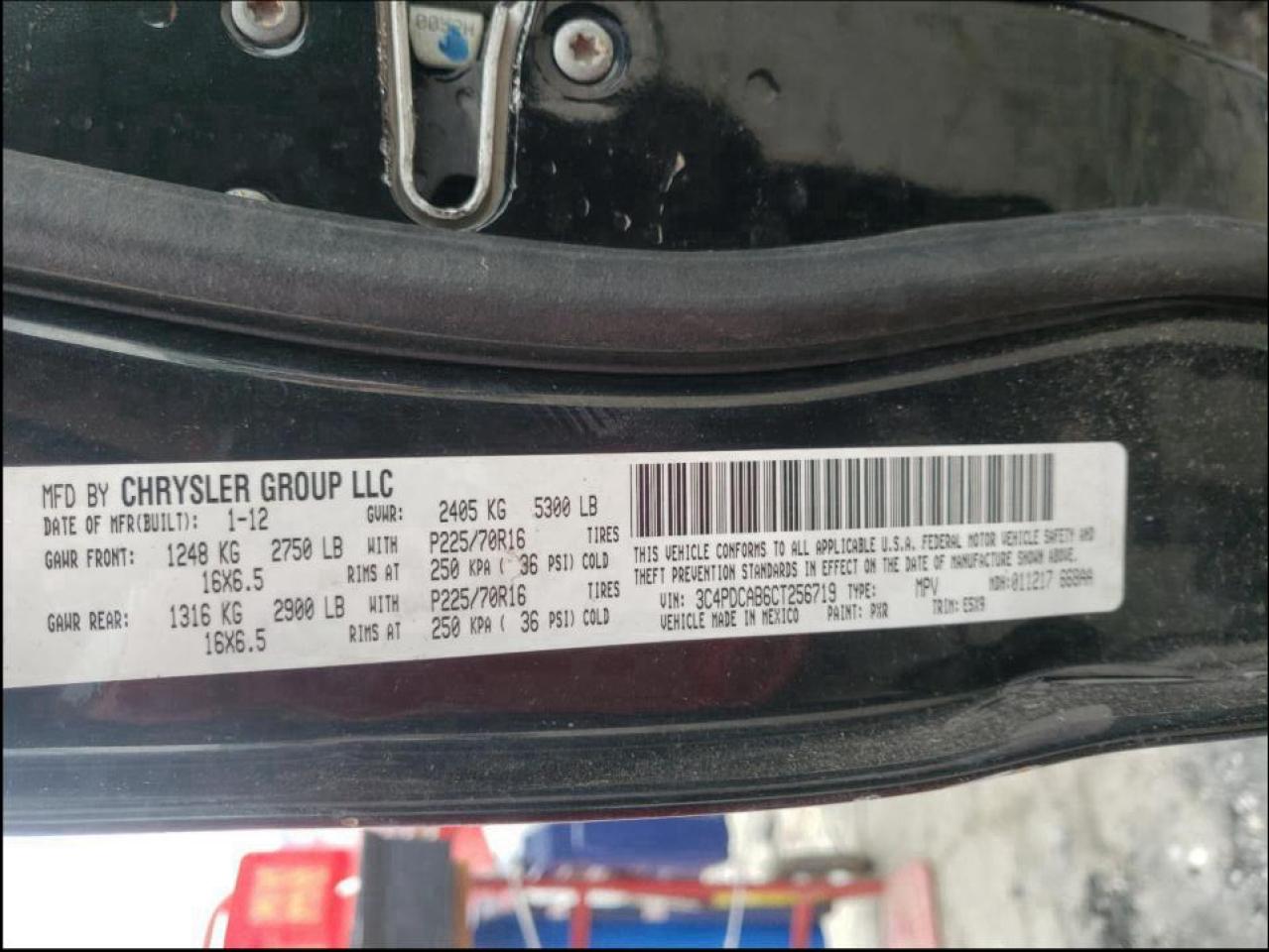 Photo 10 from auction – 2012 DODGE JOURNEY SE with VIN 3C4PDCAB6CT256719