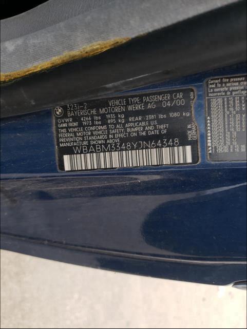 Photo 10 from auction – 2000 BMW 323 CI with VIN WBABM3348YJN64348