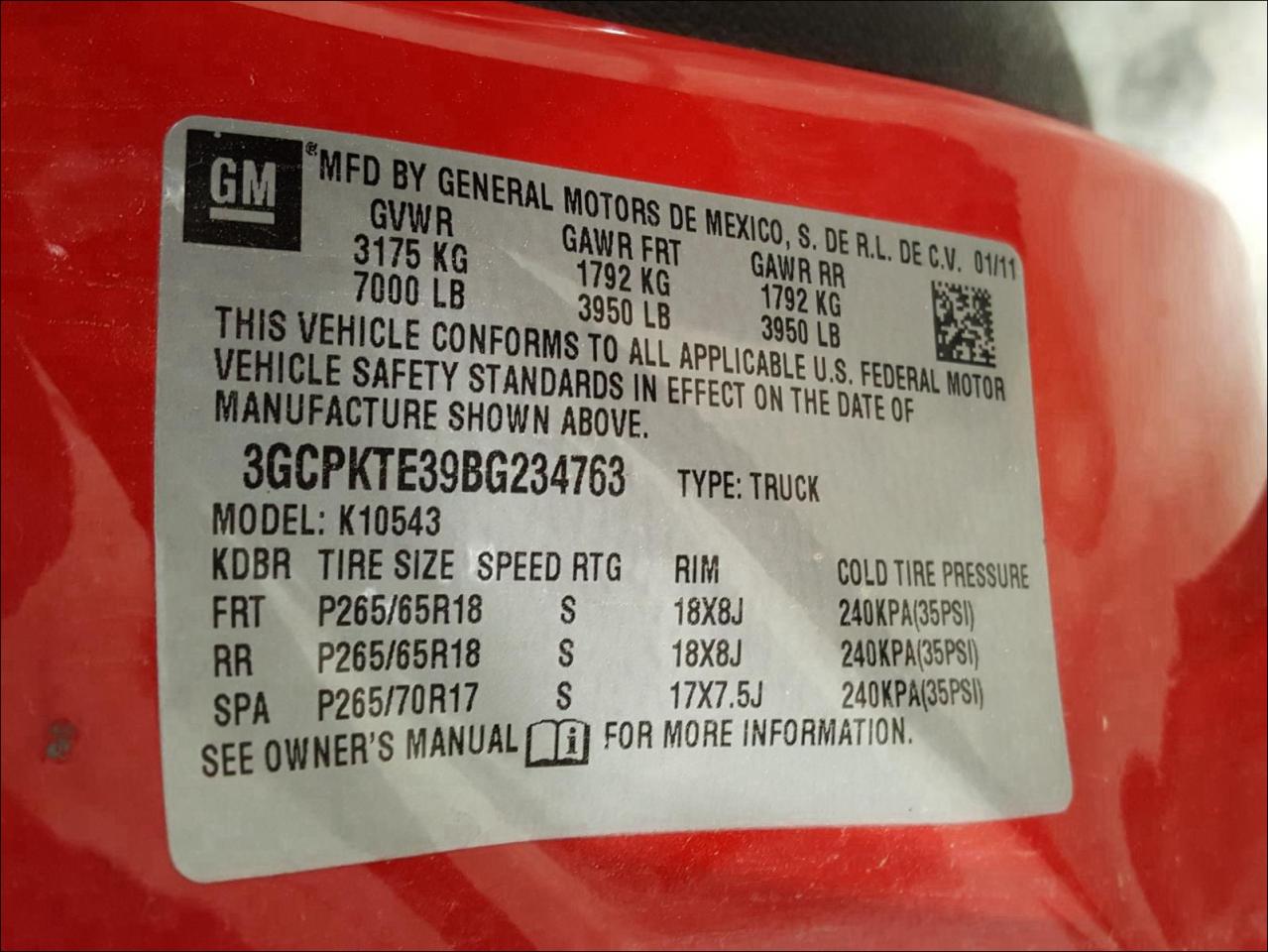 Photo 10 from auction – 2011 CHEVROLET SILVERADO with VIN 3GCPKTE39BG234763