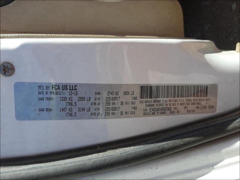 Photo 10 from auction – 2017 DODGE GRAND CARA with VIN 2C4RDGBG1HR657082