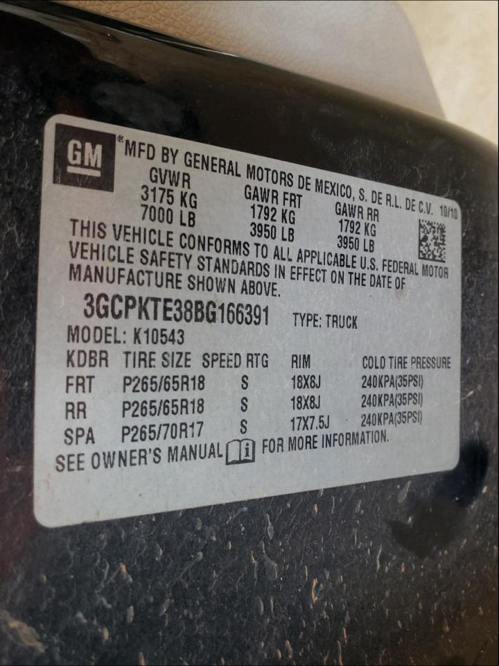 Photo 10 from auction – 2011 CHEVROLET SILVERADO with VIN 3GCPKTE38BG166391