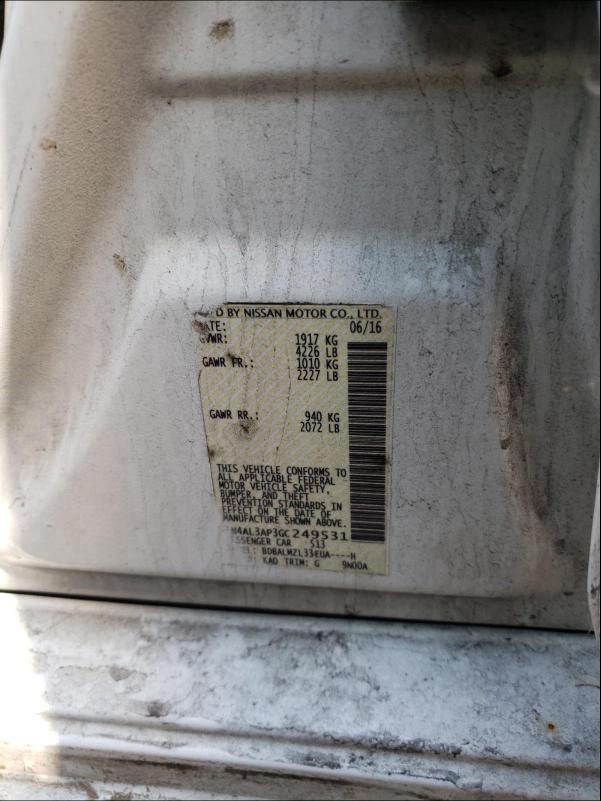 Photo 10 from auction – 2016 NISSAN ALTIMA with VIN 1N4AL3AP3GC249531