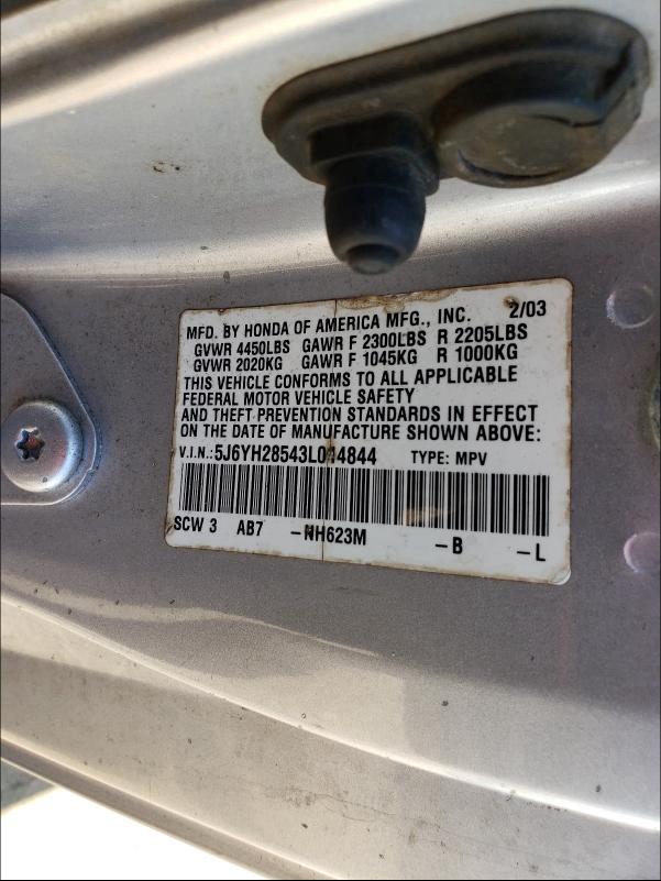 Photo 10 from auction – 2003 HONDA ELEMENT EX with VIN 5J6YH28543L014844