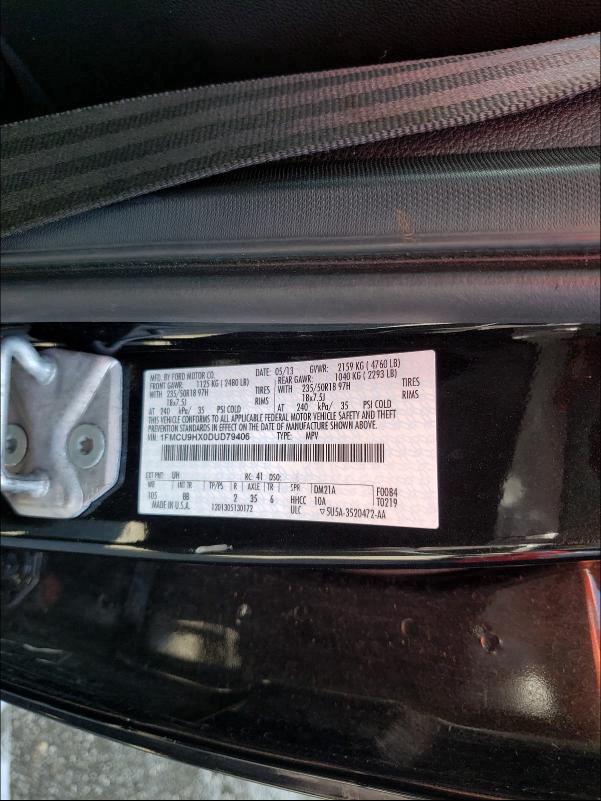 Photo 10 from auction – 2013 FORD ESCAPE SEL with VIN 1FMCU9HX0DUD79406