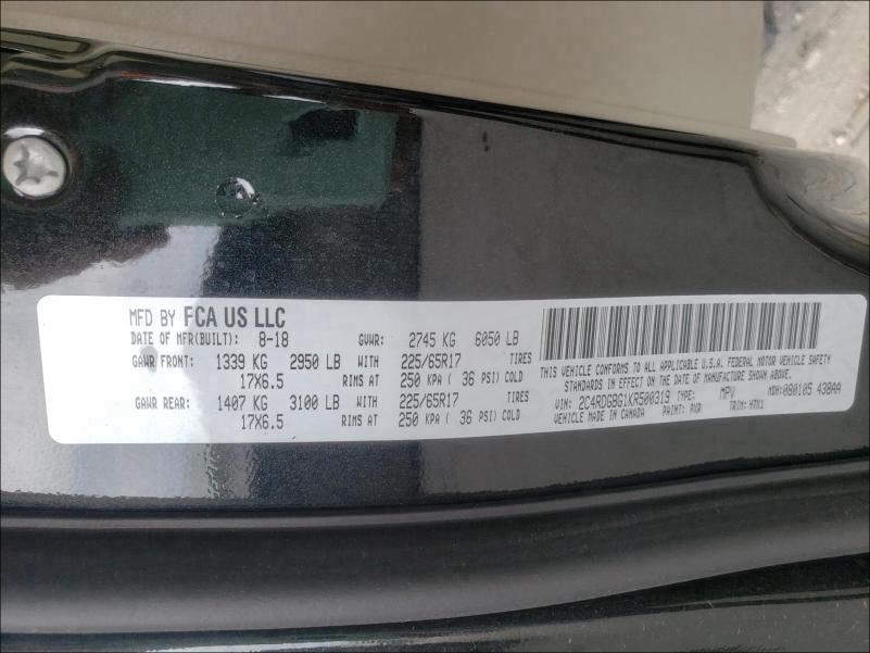 Photo 10 from auction – 2019 DODGE GRAND CARA with VIN 2C4RDGBG1KR500319