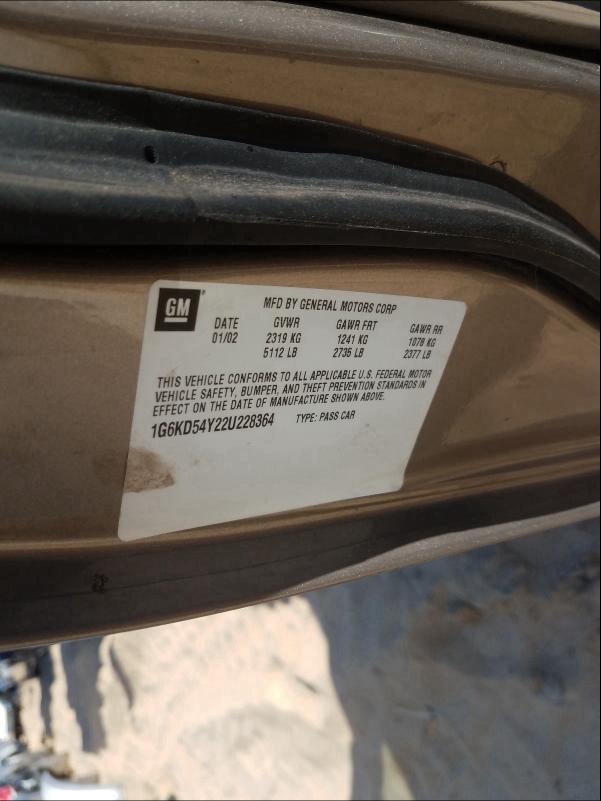 Photo 10 from auction – 2002 CADILLAC DEVILLE with VIN 1G6KD54Y22U228364