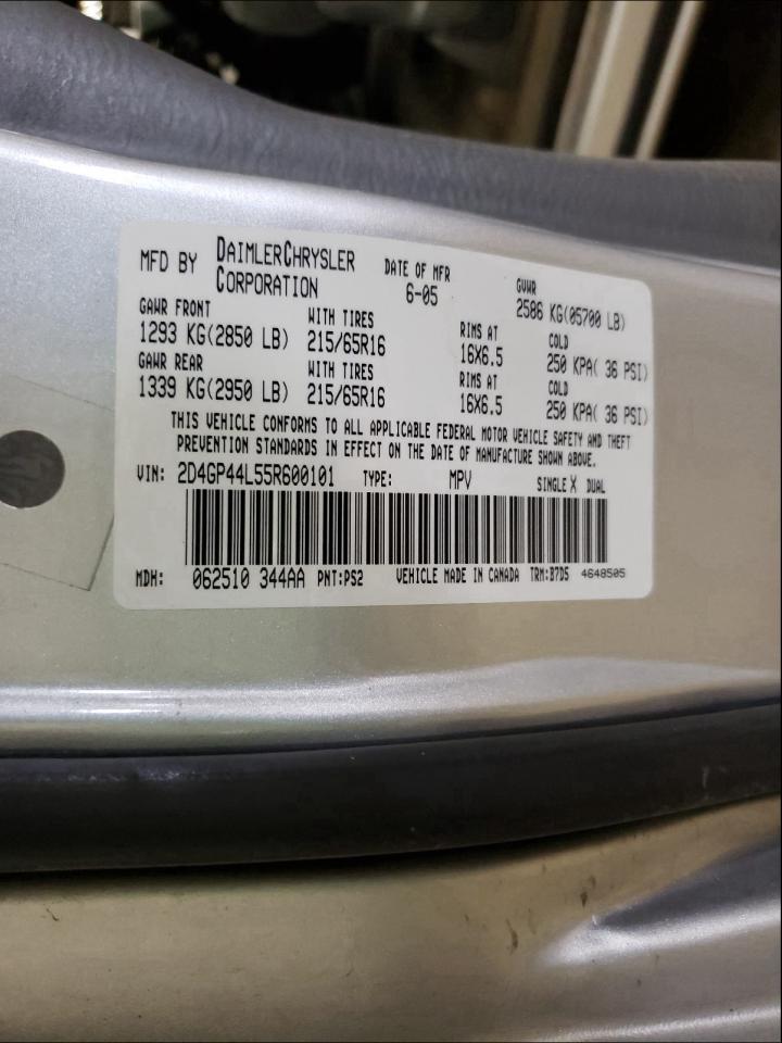 Photo 10 from auction – 2005 DODGE GRAND CARA with VIN 2D4GP44L55R600101