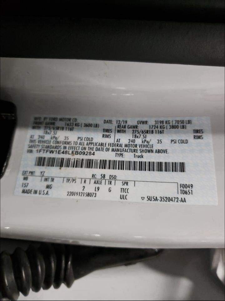 Photo 10 from auction – 2020 FORD F150 SUPER with VIN 1FTFW1E48LFB09284