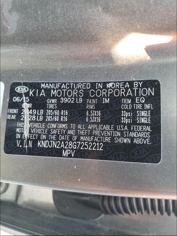 Photo 10 from auction – 2016 KIA SOUL with VIN KNDJN2A28G7252212
