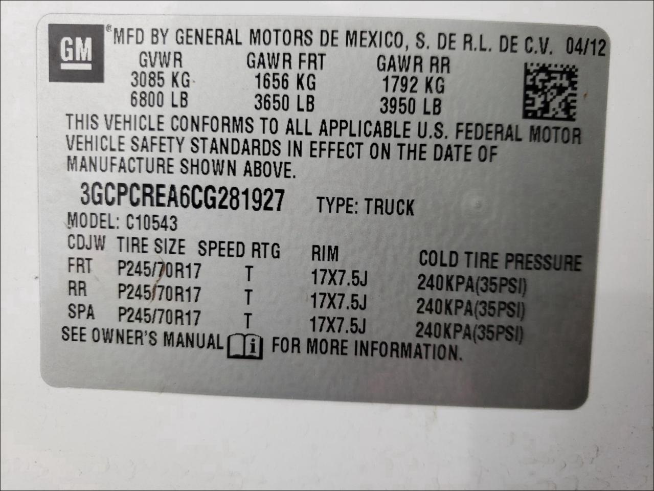 Photo 10 from auction – 2012 CHEVROLET SILVERADO with VIN 3GCPCREA6CG281927
