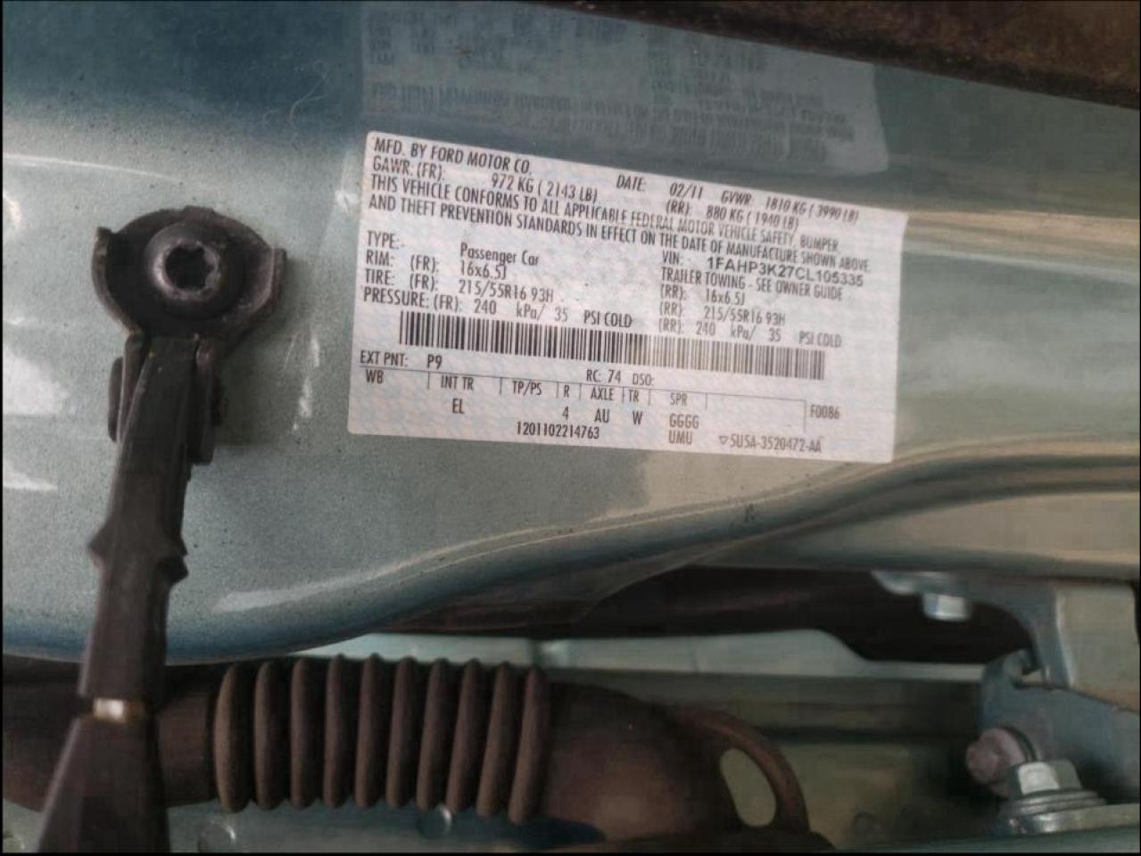 صورة رقم 10 من المزاد - 2012 FORD FOCUS SE مع VIN 1FAHP3K27CL105335