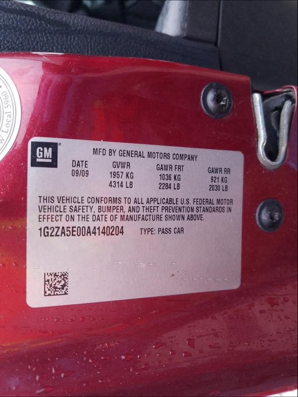 Photo 10 from auction – 2010 PONTIAC G6 with VIN 1G2ZA5E00A4140204