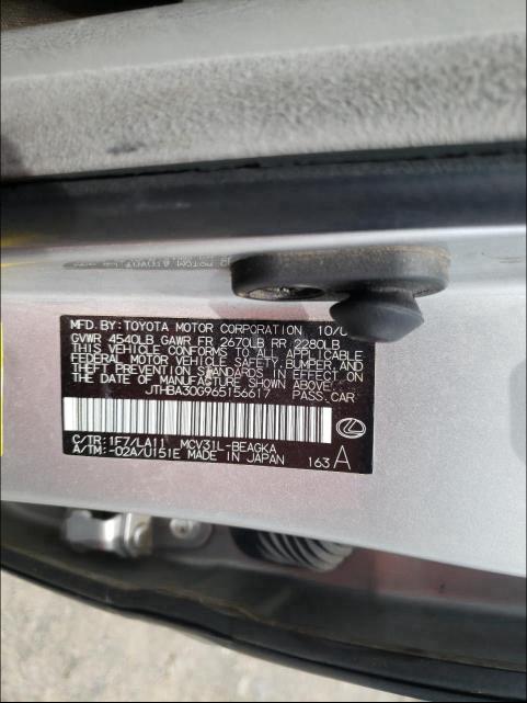 Photo 10 from auction – 2006 LEXUS ES 330 with VIN JTHBA30G965156617