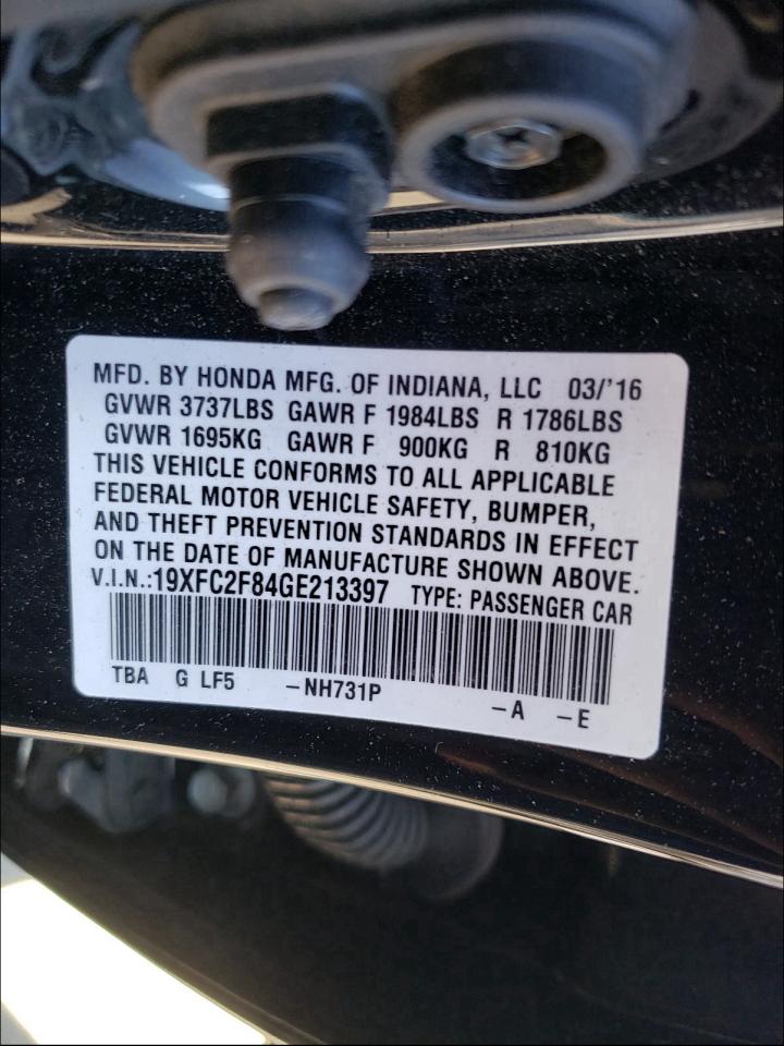 Photo 10 from auction – 2016 HONDA CIVIC with VIN 19XFC2F84GE213397
