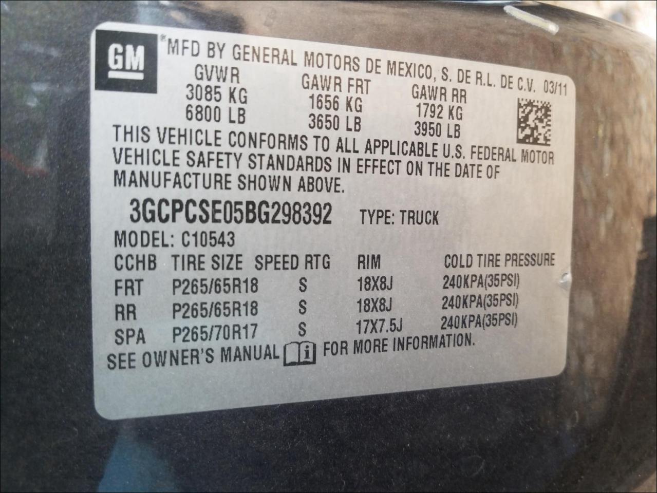 Photo 10 from auction – 2011 CHEVROLET SILVERADO with VIN 3GCPCSE05BG298392
