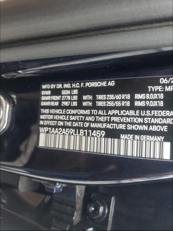 Photo 10 from auction – 2020 PORSCHE MACAN with VIN WP1AA2A59LLB11459