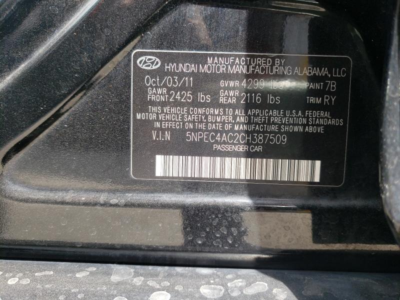 Photo 10 from auction – 2012 HYUNDAI SONATA SE with VIN 5NPEC4AC2CH387509