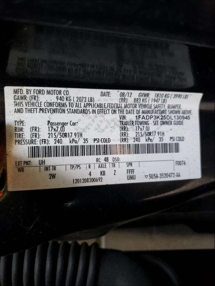 Photo 10 from auction – 2013 FORD FOCUS SE with VIN 1FADP3K25DL130945
