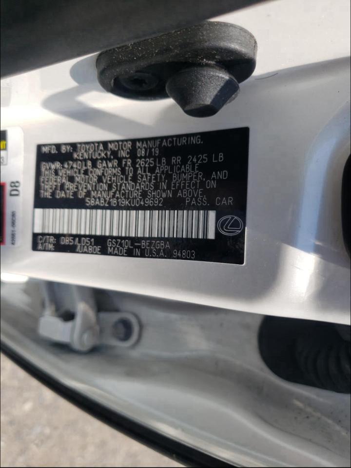 Photo 10 from auction – 2019 LEXUS ES 350 with VIN 58ABZ1B19KU049692