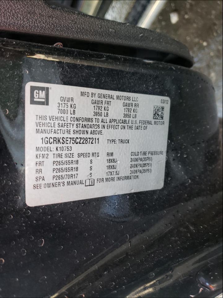 Photo 10 from auction – 2012 CHEVROLET SILVERADO with VIN 1GCRKSE75CZ287211