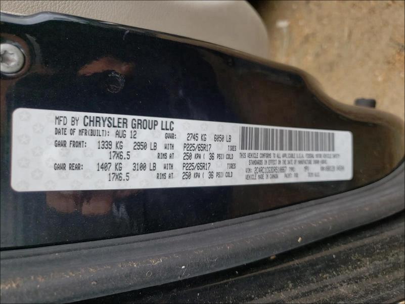 Photo 10 from auction – 2013 CHRYSLER TOWN & COU with VIN 2C4RC1CG3DR510867