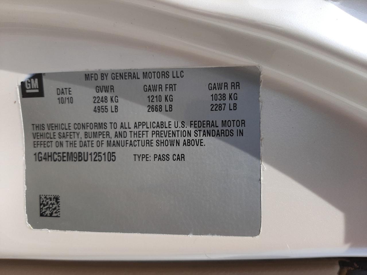 Zdjęcie 10 z aukcji – 2011 BUICK LUCERNE CX z VIN 1G4HC5EM9BU125105