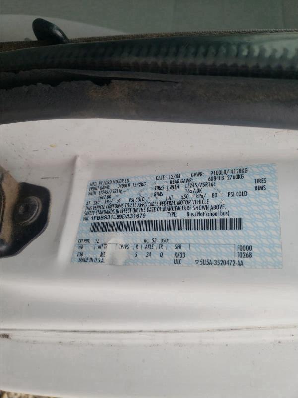 Photo 10 from auction – 2009 FORD ECONOLINE with VIN 1FBSS31L89DA31679
