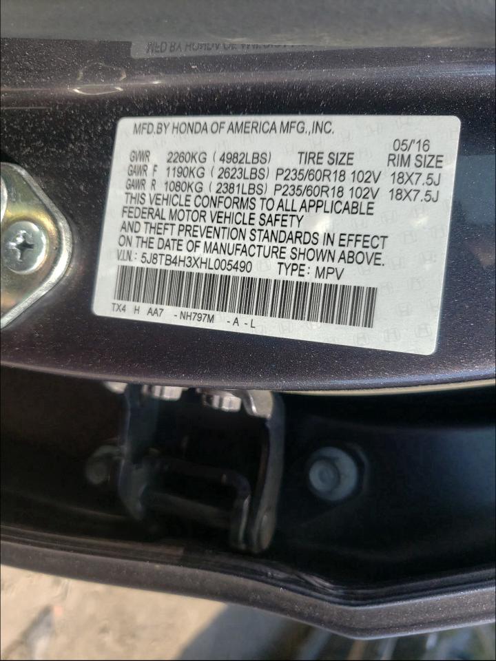 Photo 10 from auction – 2017 ACURA RDX with VIN 5J8TB4H3XHL005490