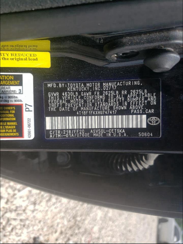 Photo 10 from auction – 2017 TOYOTA CAMRY LE with VIN 4T1BF1FKXHU747417