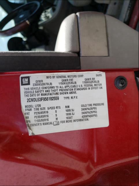 Photo 10 from auction – 2005 CHEVROLET EQUINOX LT with VIN 2CNDL63F956182559