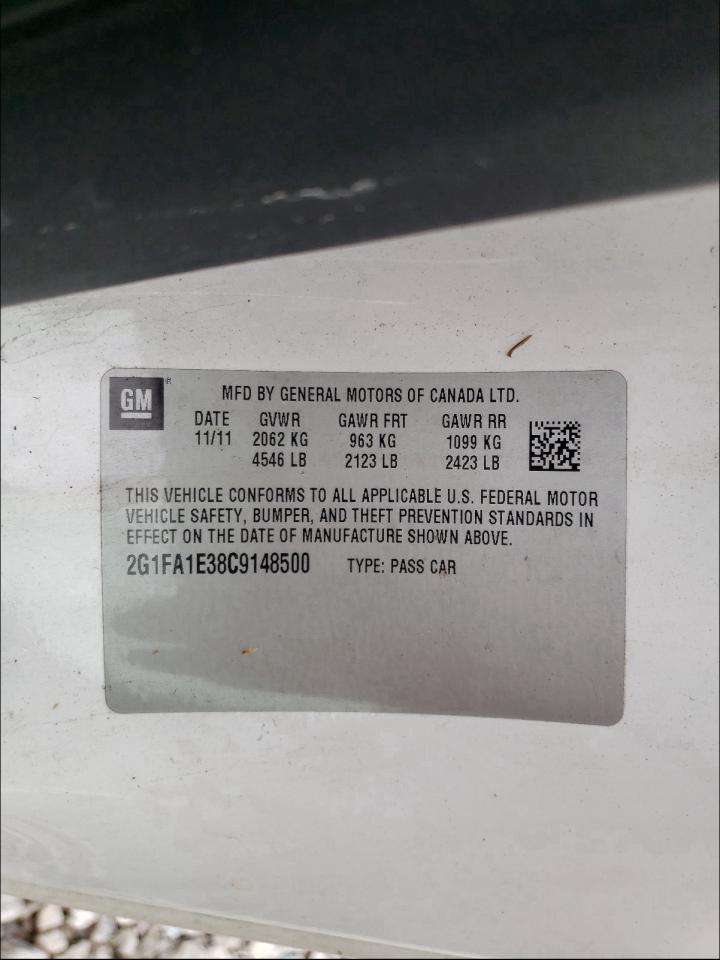 Photo 10 from auction – 2012 CHEVROLET CAMARO LS with VIN 2G1FA1E38C9148500