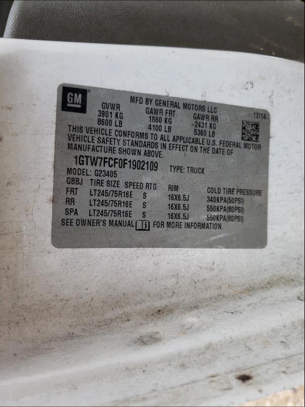 Photo 10 from auction – 2015 GMC SAVANA G25 with VIN 1GTW7FCF0F1902109