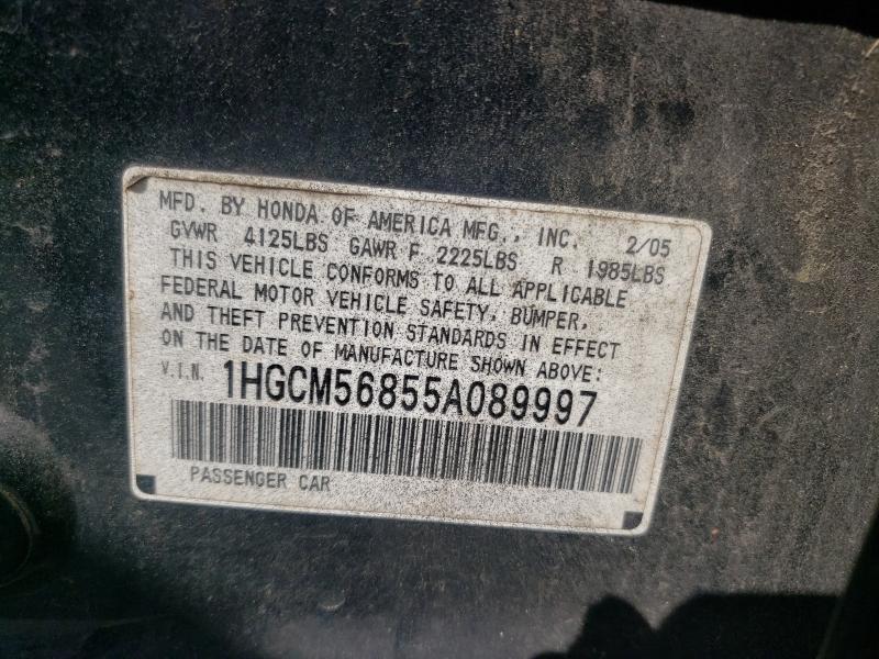 Photo 10 from auction – 2005 HONDA ACCORD EX with VIN 1HGCM56855A089997