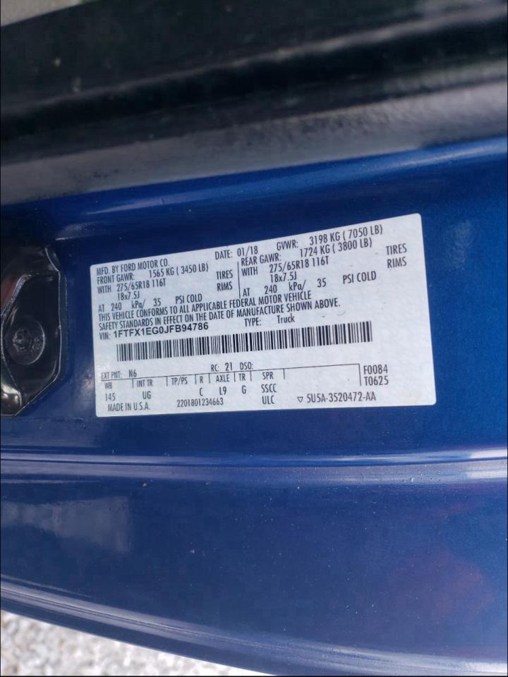 Photo 10 from auction – 2018 FORD F150 SUPER with VIN 1FTFX1EG0JFB94786