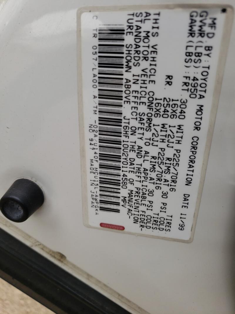 Photo 10 from auction – 2000 LEXUS RX 300 with VIN JT6HF10U2Y0114580