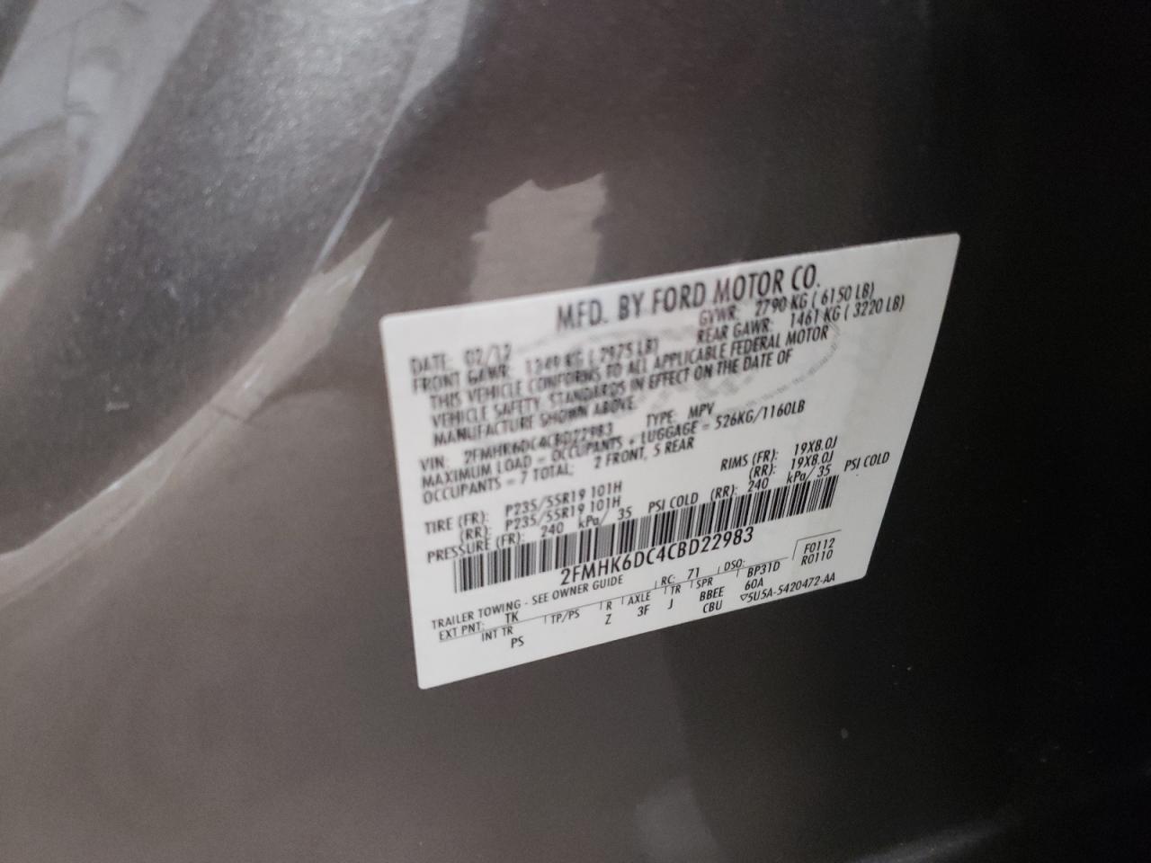 Photo 10 from auction – 2012 FORD FLEX LIMIT with VIN 2FMHK6DC4CBD22983