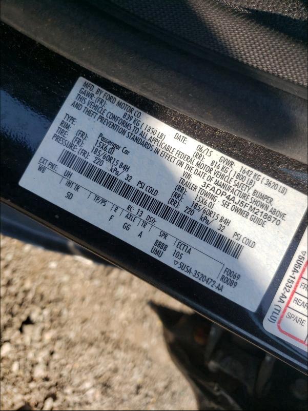 Photo 10 from auction – 2015 FORD FIESTA S with VIN 3FADP4AJ5FM218670
